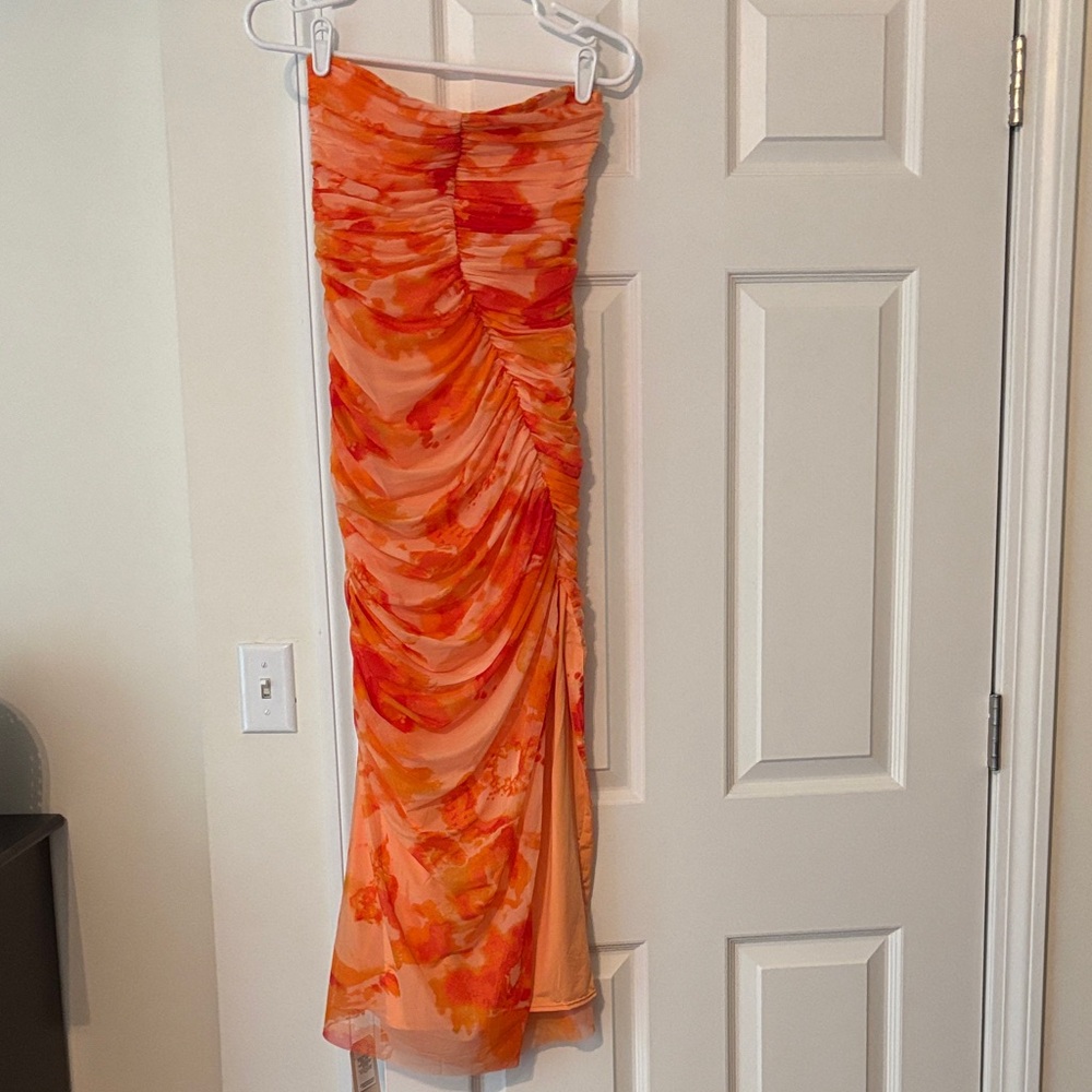 Abercrombie & Fitch Strapless Dress in Orange and Red
